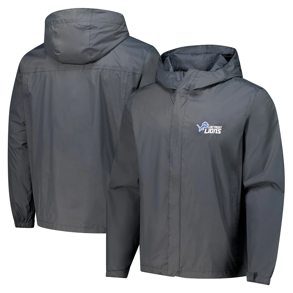 Men's Dunbrooke Graphite Detroit Lions Tropic Waterproof Packable Full-Zip Hoodie Jacket