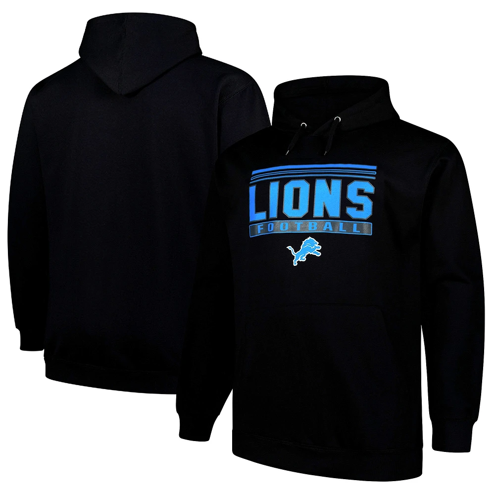 Men's Fanatics Black Detroit Lions Big & Tall Pop Pullover Hoodie