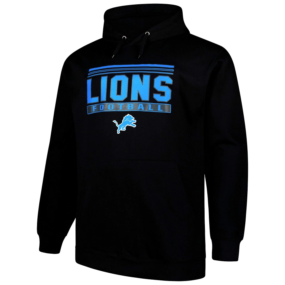 Men's Fanatics Black Detroit Lions Big & Tall Pop Pullover Hoodie