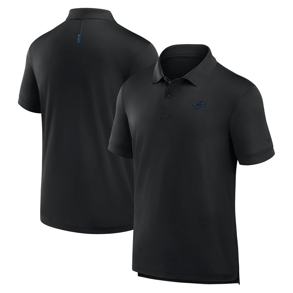 Polo noir Fanatics pour homme avec logo Front Office Move des Detroit Lions