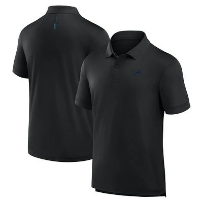 Polo noir Fanatics pour homme avec logo Front Office Move des Detroit Lions