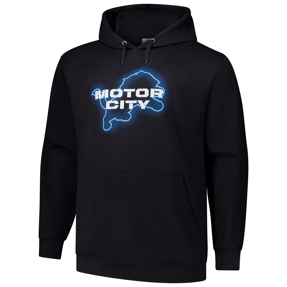 Men's Fanatics Black Detroit Lions Motor City Pullover Hoodie