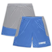 Short de lancement Fanatics bleu/argent Detroit Lions Big & Tall pour hommes