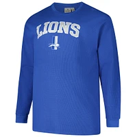 Men's Fanatics Blue Detroit Lions Big & Tall Throwback Thermal Long Sleeve T-Shirt