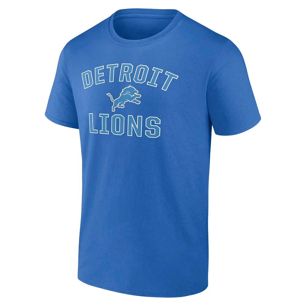 T-shirt Fanatics bleu pour homme avec arche de la victoire des Lions Detroit