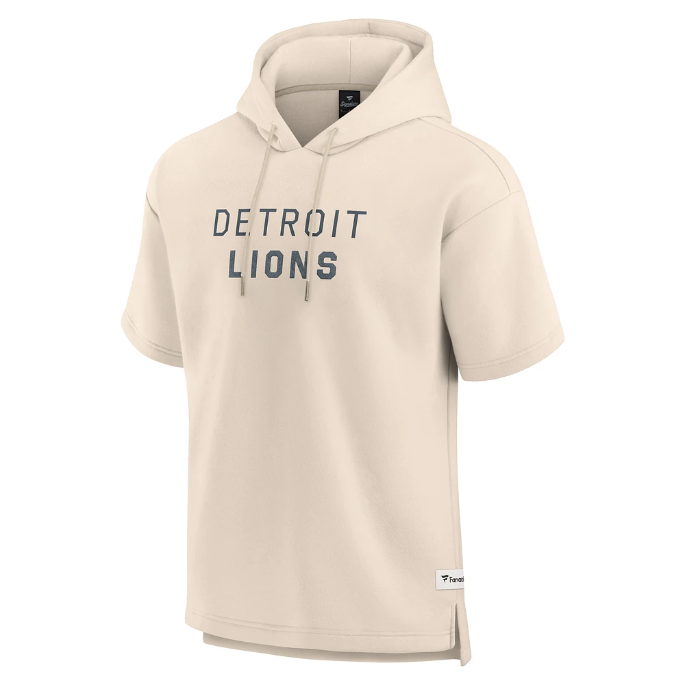 Men's Fanatics Cream Detroit Lions Elements Future Ground Lettering Short Sleeve Pullover Hoodie