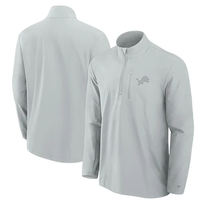 Men's Fanatics Gray Detroit Lions Front Office Micro Tonal Quarter-Zip Pullover