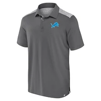 Polo Long Shot Fanatics gris Detroit Lions pour hommes