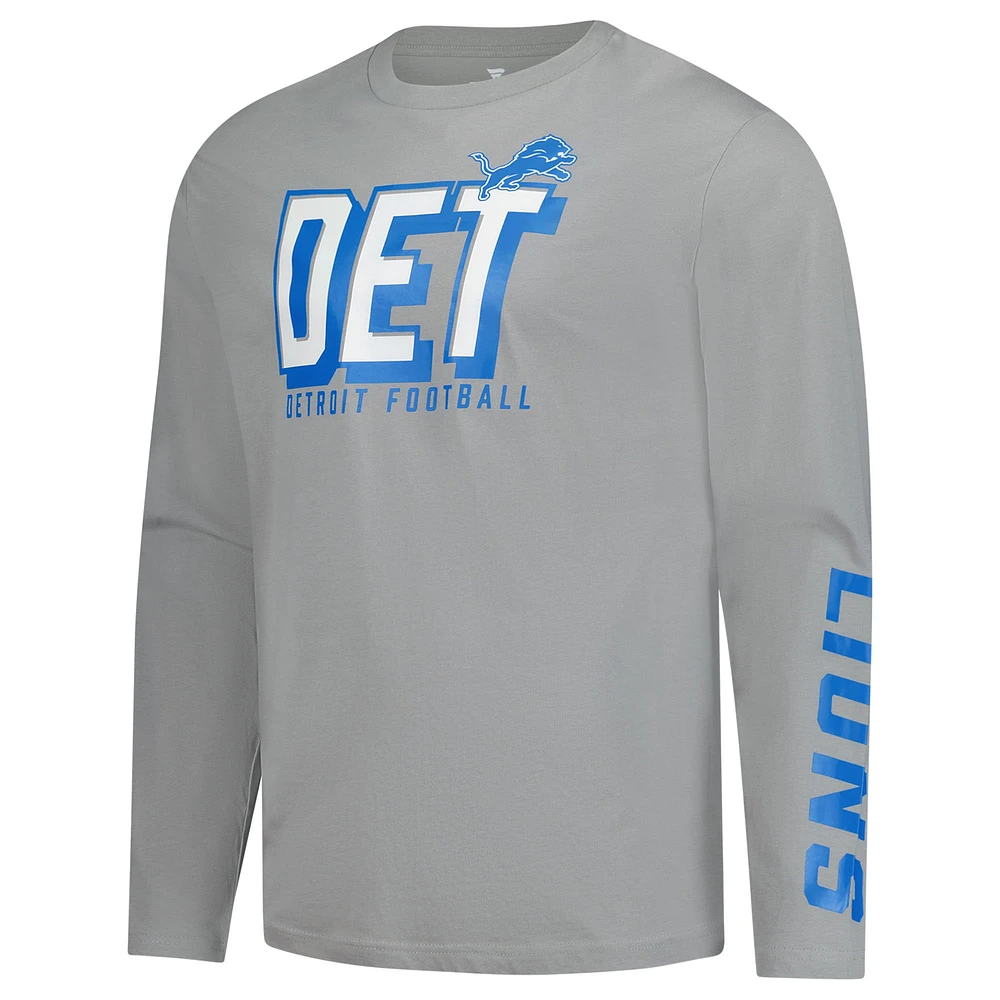 Men's Fanatics  Gray Detroit Lions Long Sleeve T-Shirt