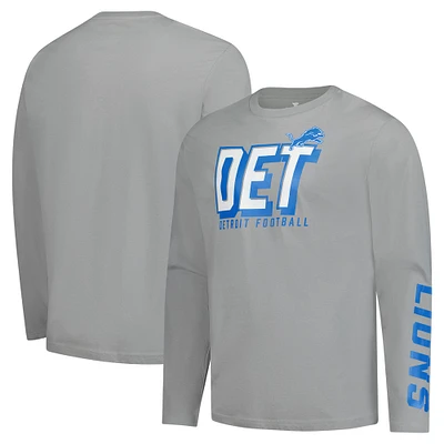 Men's Fanatics  Gray Detroit Lions Long Sleeve T-Shirt