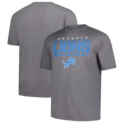 Men's Fanatics Heather Gray Detroit Lions Big & Tall Top Notch T-Shirt