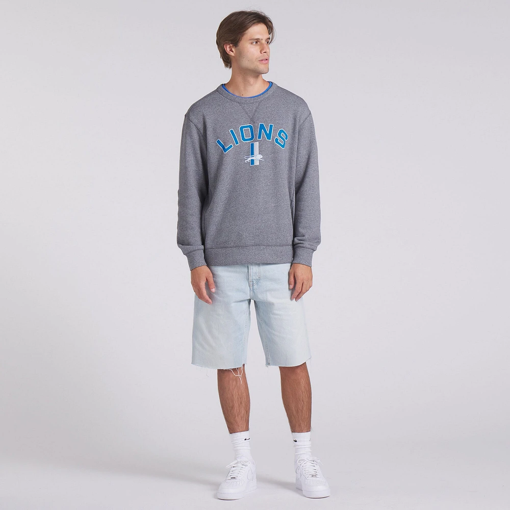 Men's Fanatics  Heather Gray Detroit Lions Loop Terry Pullover Sweatshirt