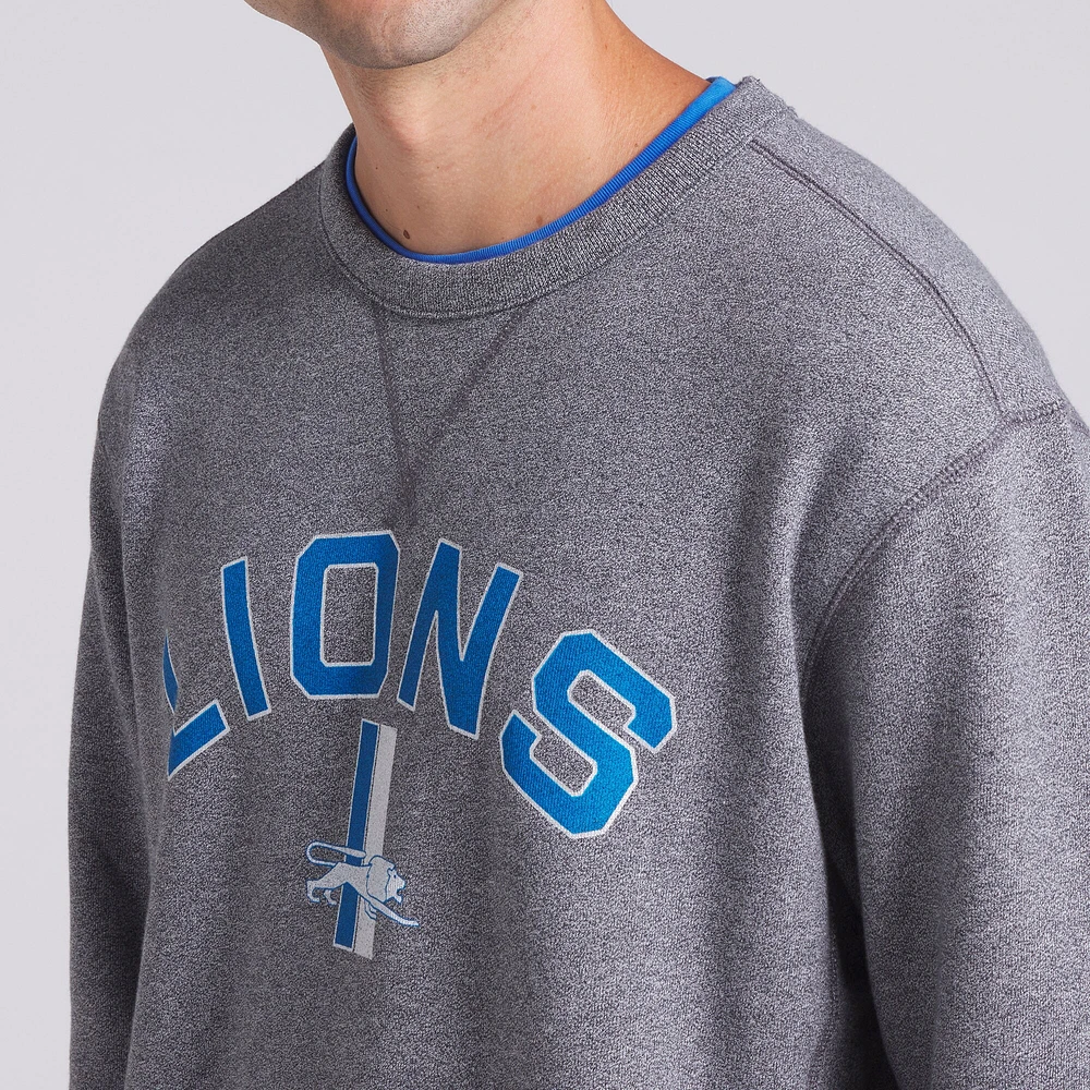 Men's Fanatics  Heather Gray Detroit Lions Loop Terry Pullover Sweatshirt