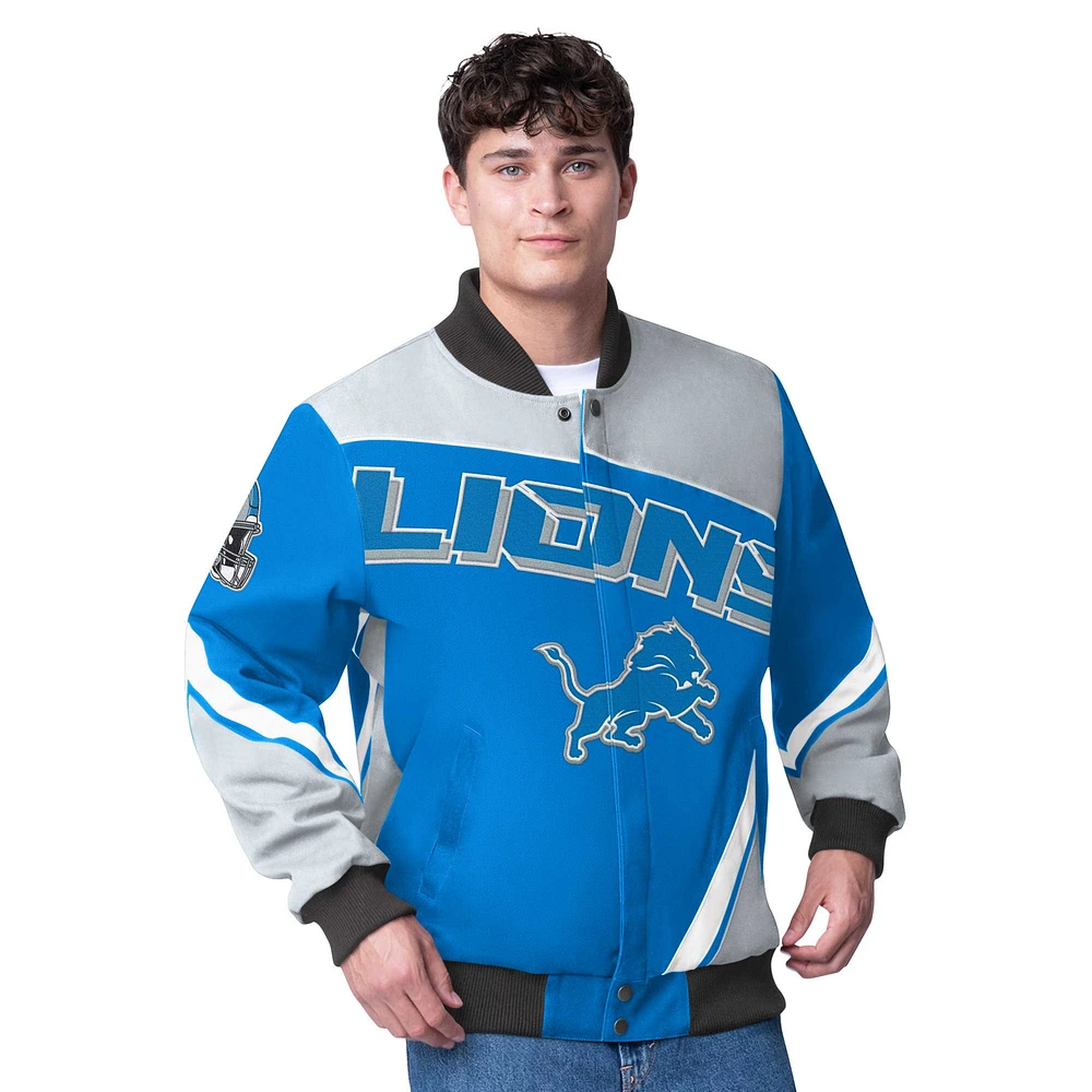 Veste à boutons-pression G-III Extreme Blue Detroit Lions Maximum Racing pour homme