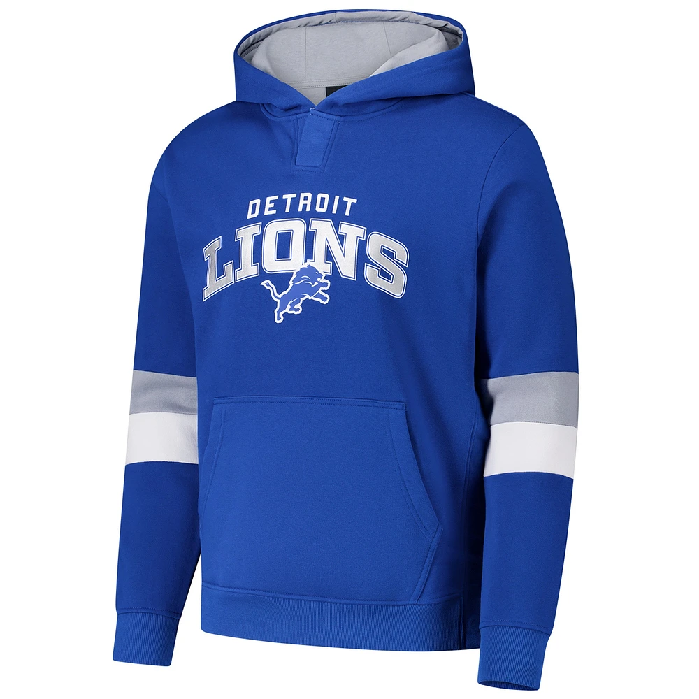 Men's G-III Sports by Carl Banks Blue/Silver Detroit Lions Adaptive Faceoff Pullover Hoodie