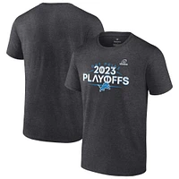 Men's  Heather Charcoal Detroit Lions 2023 NFL Playoffs T-Shirt