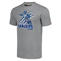 Men's Homage  Barry Sanders Heathered Gray Detroit Lions Caricature Retired Player Tri-Blend T-Shirt