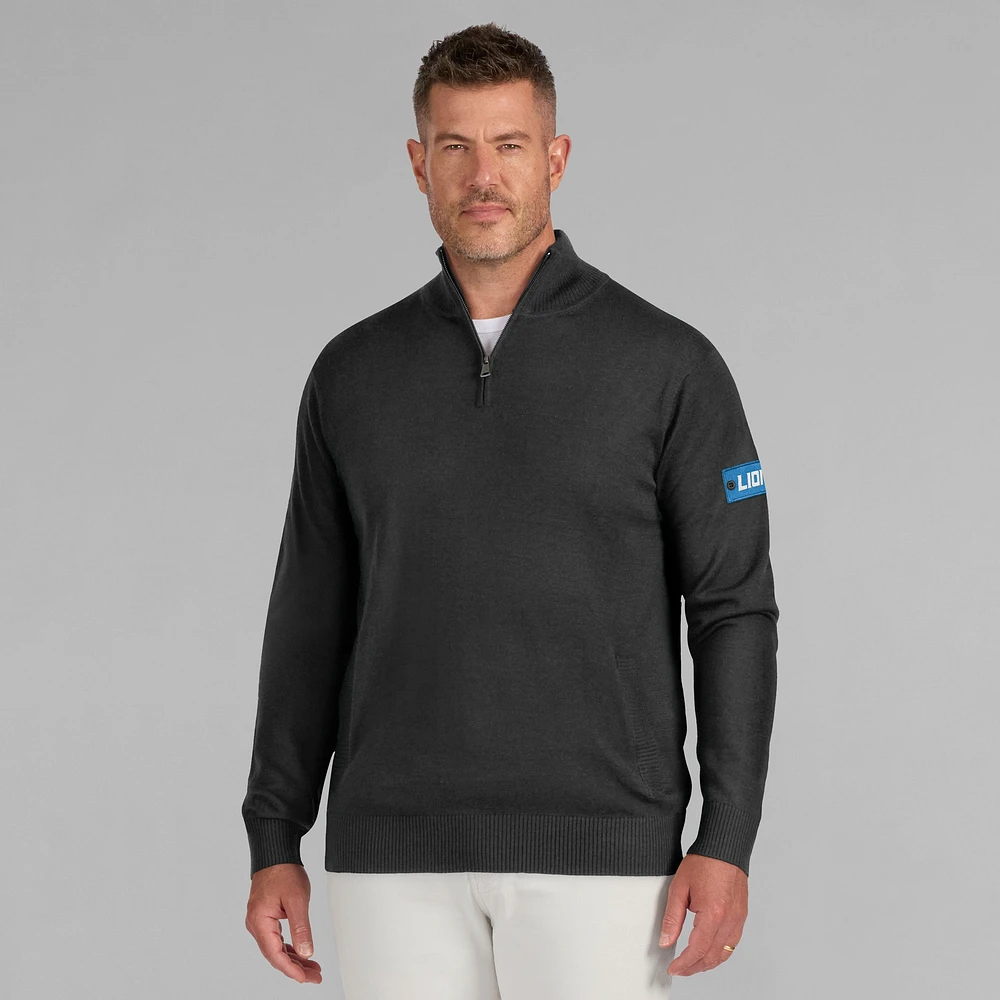 Men's J. Palmer Black Detroit Lions Franchise Quarter-Zip Sweater