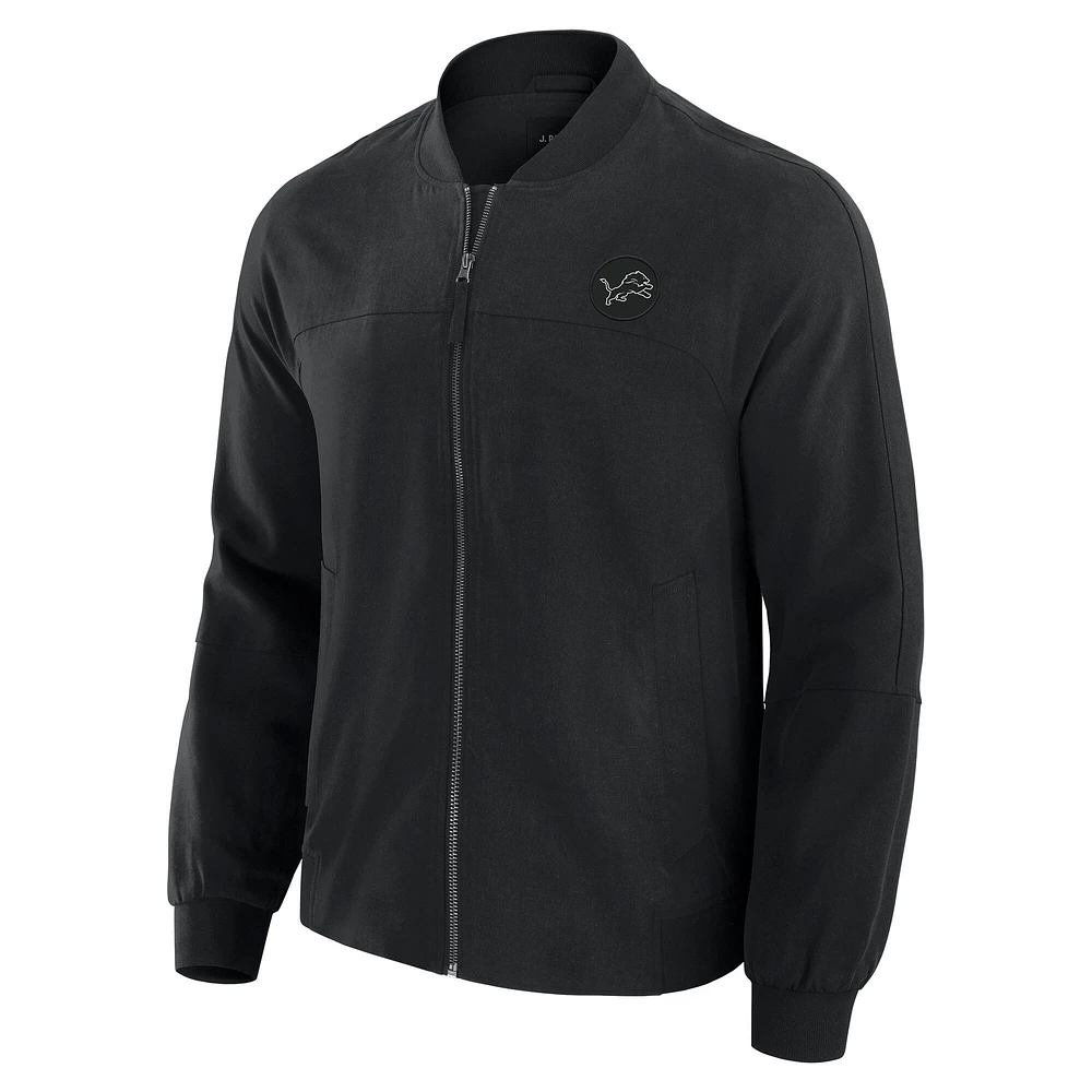 Men's J. Palmer Black Detroit Lions Lightweight Cover-4 Tri-Blend Full-Zip Jacket