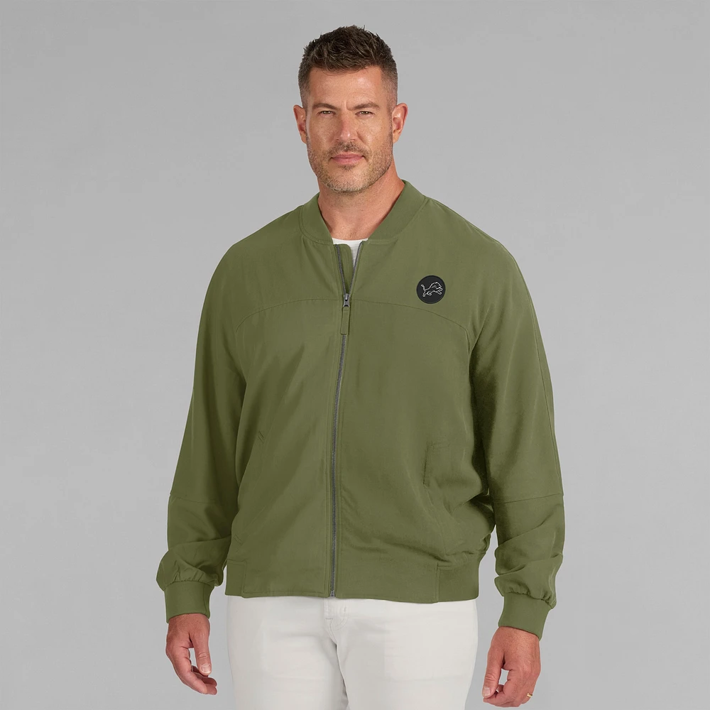 Veste légère à fermeture éclair complète J. Palmer Olive Detroit Lions Cover-4 Tri-Blend pour homme