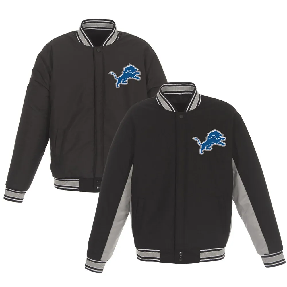 Men's JH Design Black Detroit Lions Embroidered Wool Jacket