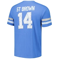 T-shirt surdimensionné pour homme avec nom et numéro de joueur Amon-Ra St. Brown Blue Detroit Lions Majestic Threads