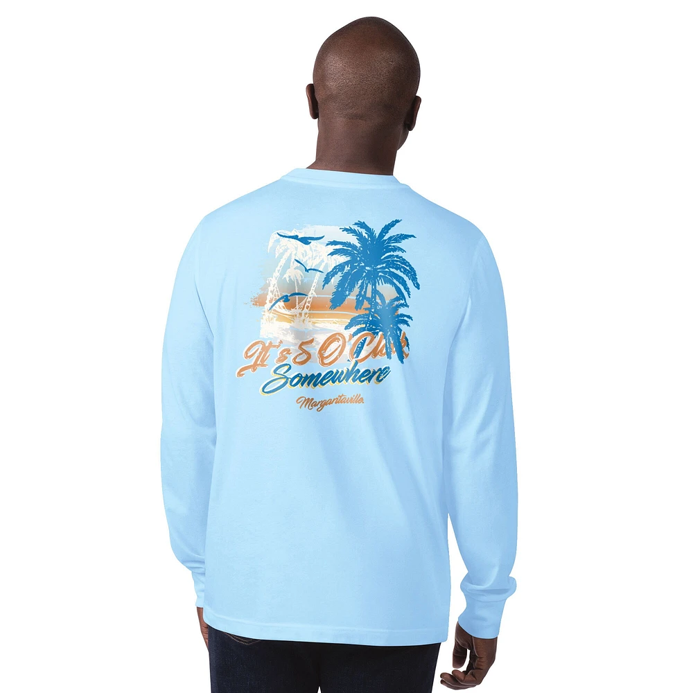 T-shirt à manches longues bleu clair Detroit Lions It's Five O'Clock Somewhere pour homme Margaritaville