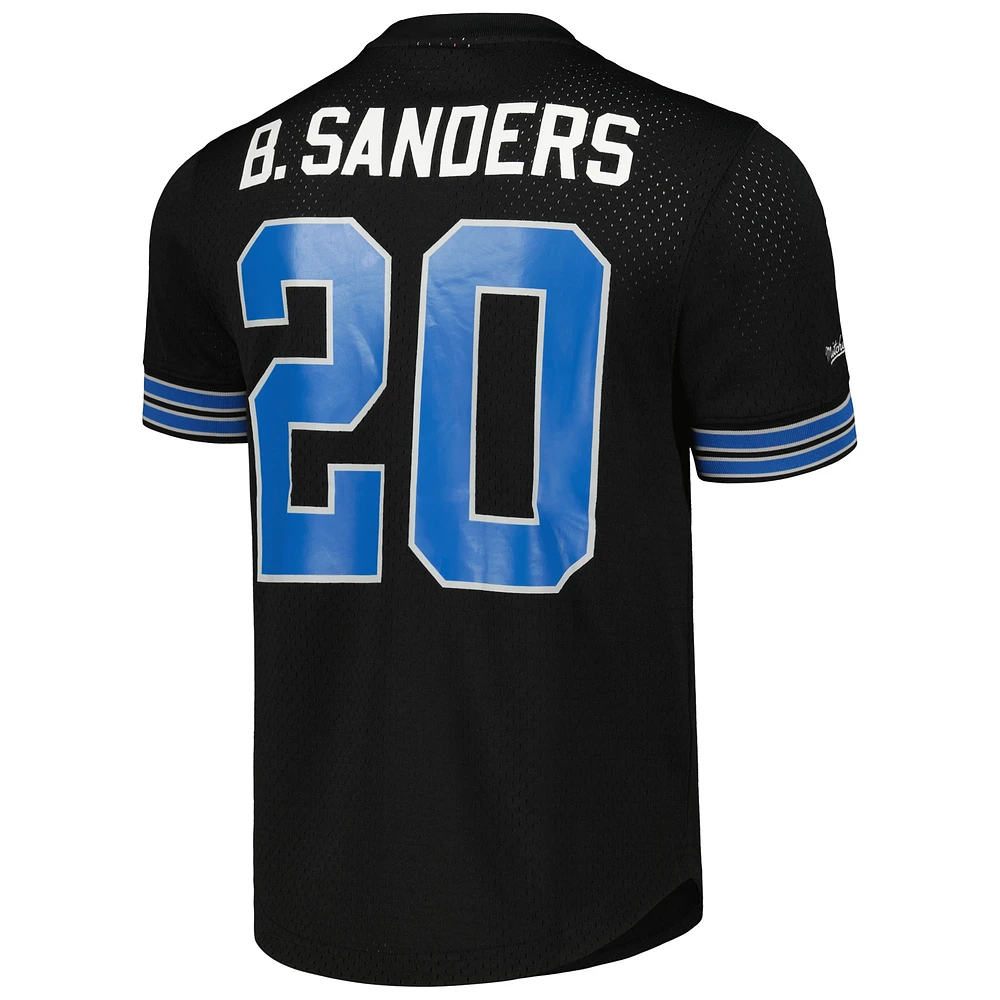 Men's Mitchell & Ness Barry Sanders Black Detroit Lions Retired Player Name Number Mesh Top