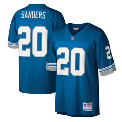 Autographed Detroit Lions Barry Sanders Fanatics Authentic Light Blue  Mitchell & Ness Authentic Jersey with Lion King Inscription