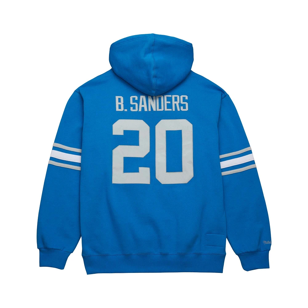 Men's Mitchell & Ness Barry Sanders Blue Detroit Lions Retired Player Name Number Pullover Hoodie