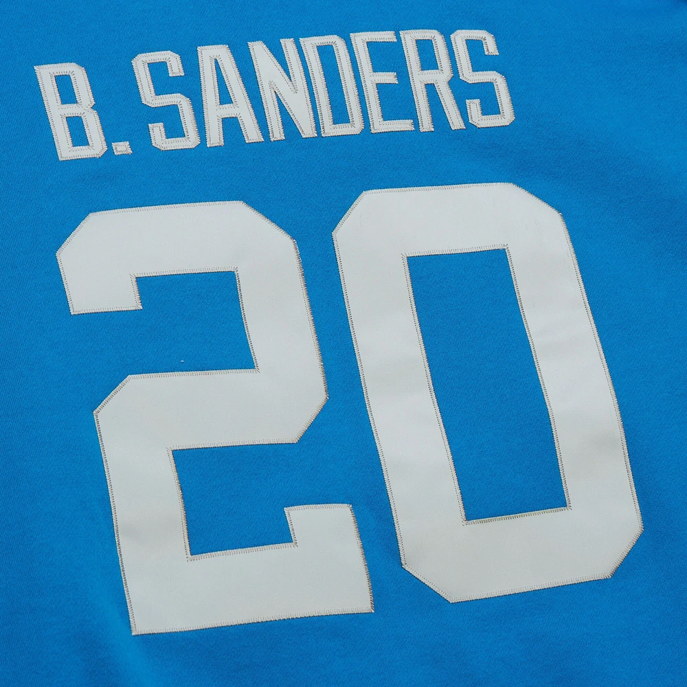 Men's Mitchell & Ness Barry Sanders Blue Detroit Lions Retired Player Name Number Pullover Hoodie