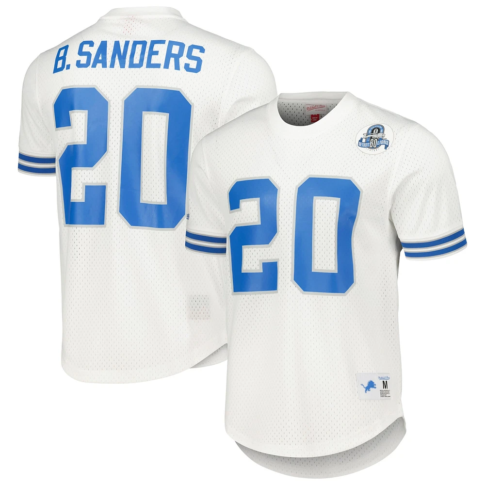 Haut en maille blanc pour homme avec nom et numéro de joueur retraité des Lions Detroit, Mitchell & Ness Barry Sanders