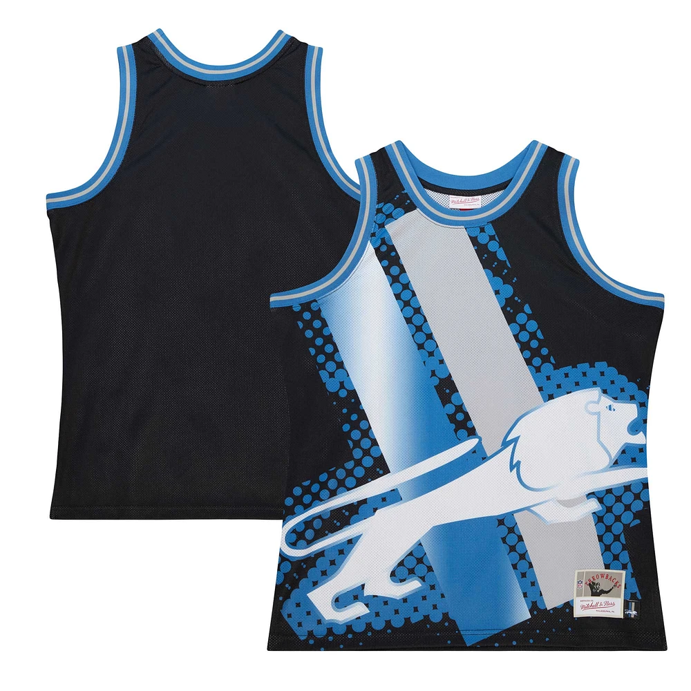 Men's Mitchell & Ness Black Detroit Lions Big Face 7.0 Fashion Tank Top