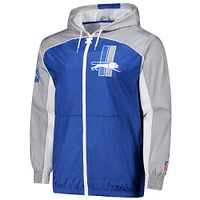 Men's Mitchell & Ness Blue Detroit Lions Big Shot Premium Full-Zip Windbreaker
