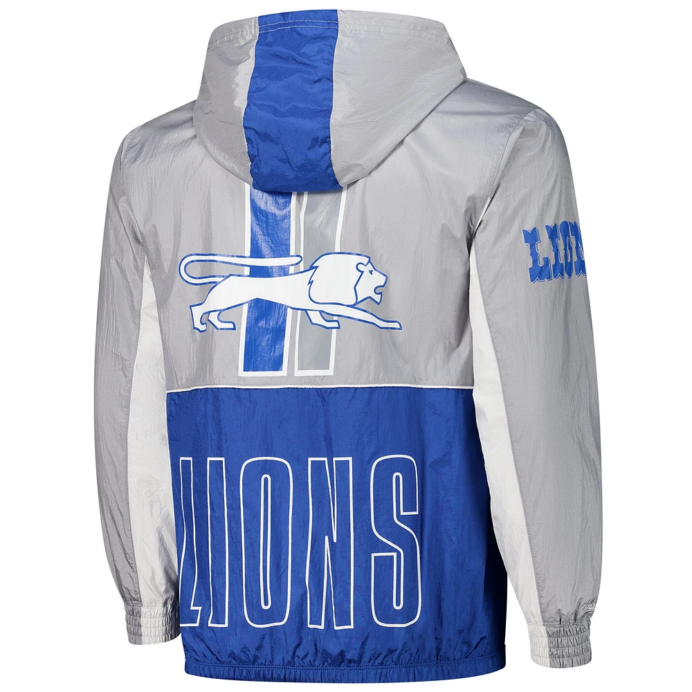 Men's Mitchell & Ness Blue Detroit Lions Big Shot Premium Full-Zip Windbreaker