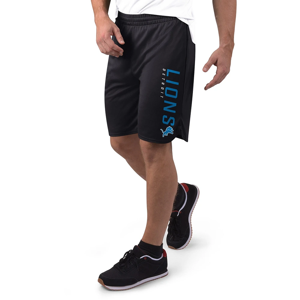 Short en maille noire Detroit Lions MSX by Michael Strahan pour homme