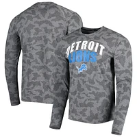 T-shirt camouflage à manches longues MSX by Michael Strahan pour hommes, noir, Detroit Lions Performance