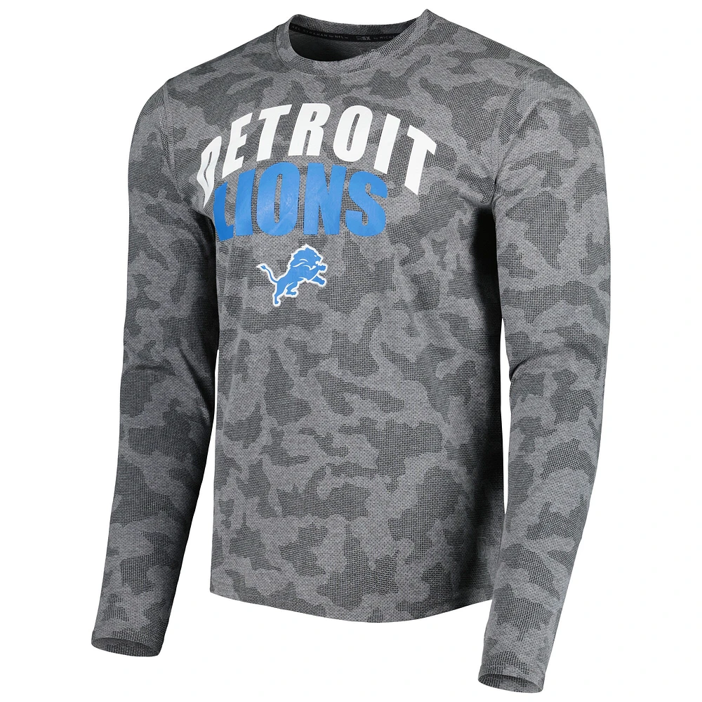 T-shirt camouflage à manches longues MSX by Michael Strahan pour hommes, noir, Detroit Lions Performance