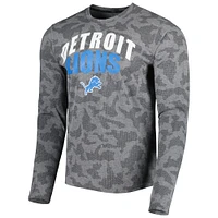 T-shirt camouflage à manches longues MSX by Michael Strahan pour hommes, noir, Detroit Lions Performance