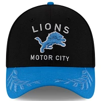 Casquette New Era 39THIRTY Flex noire/bleue pour homme, Detroit Lions, draft NFL 2025