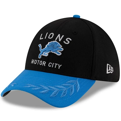 Casquette New Era 39THIRTY Flex noire/bleue pour homme, Detroit Lions, draft NFL 2025