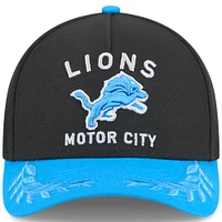 Casquette ajustable New Era 9FORTY A-Frame M-Crown pour homme, noire/bleue, Detroit Lions, draft NFL 2025