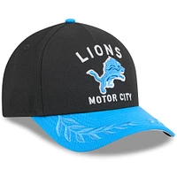 Casquette ajustable New Era 9FORTY A-Frame M-Crown pour homme, noire/bleue, Detroit Lions, draft NFL 2025