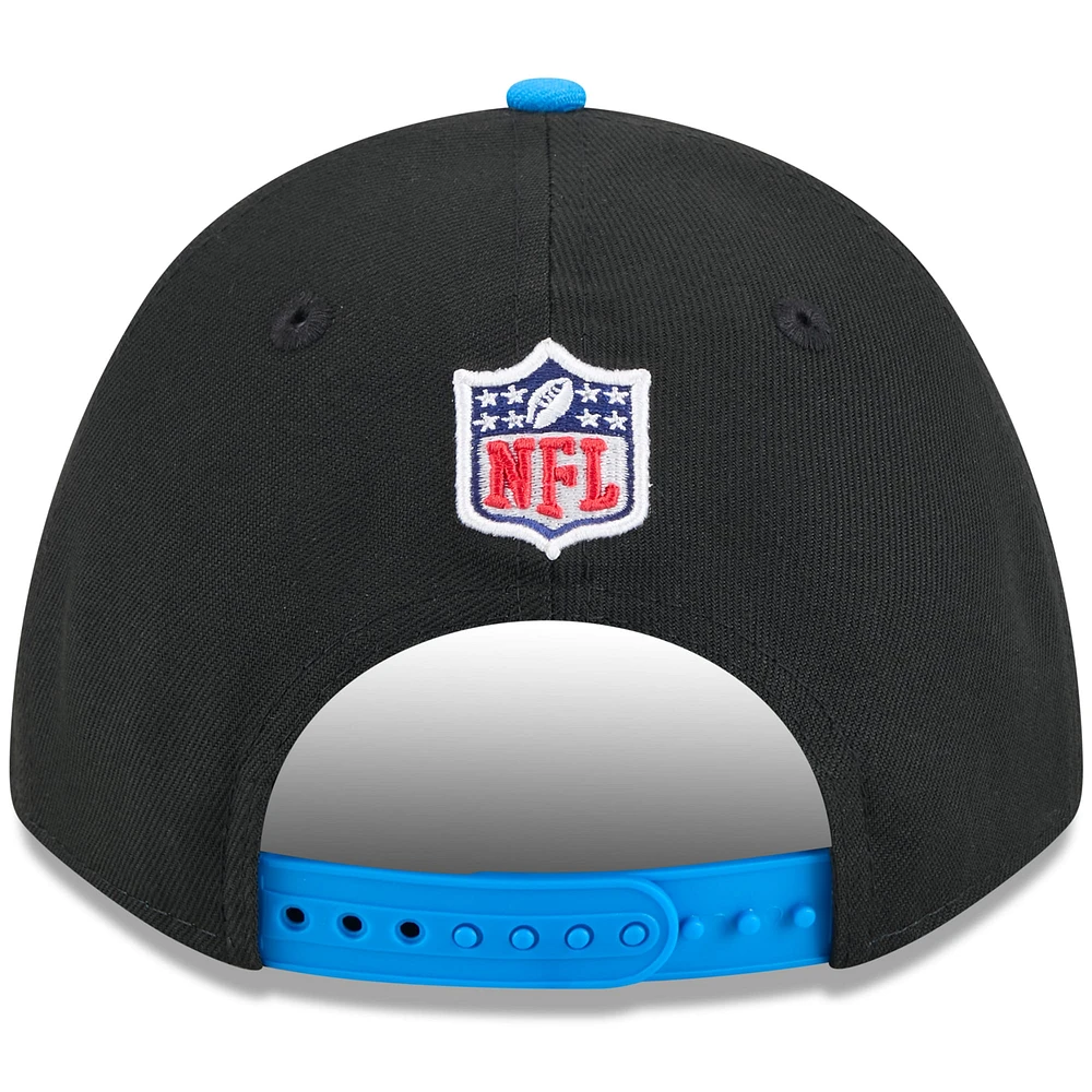 Casquette ajustable New Era 9FORTY A-Frame M-Crown pour homme, noire/bleue, Detroit Lions, draft NFL 2025