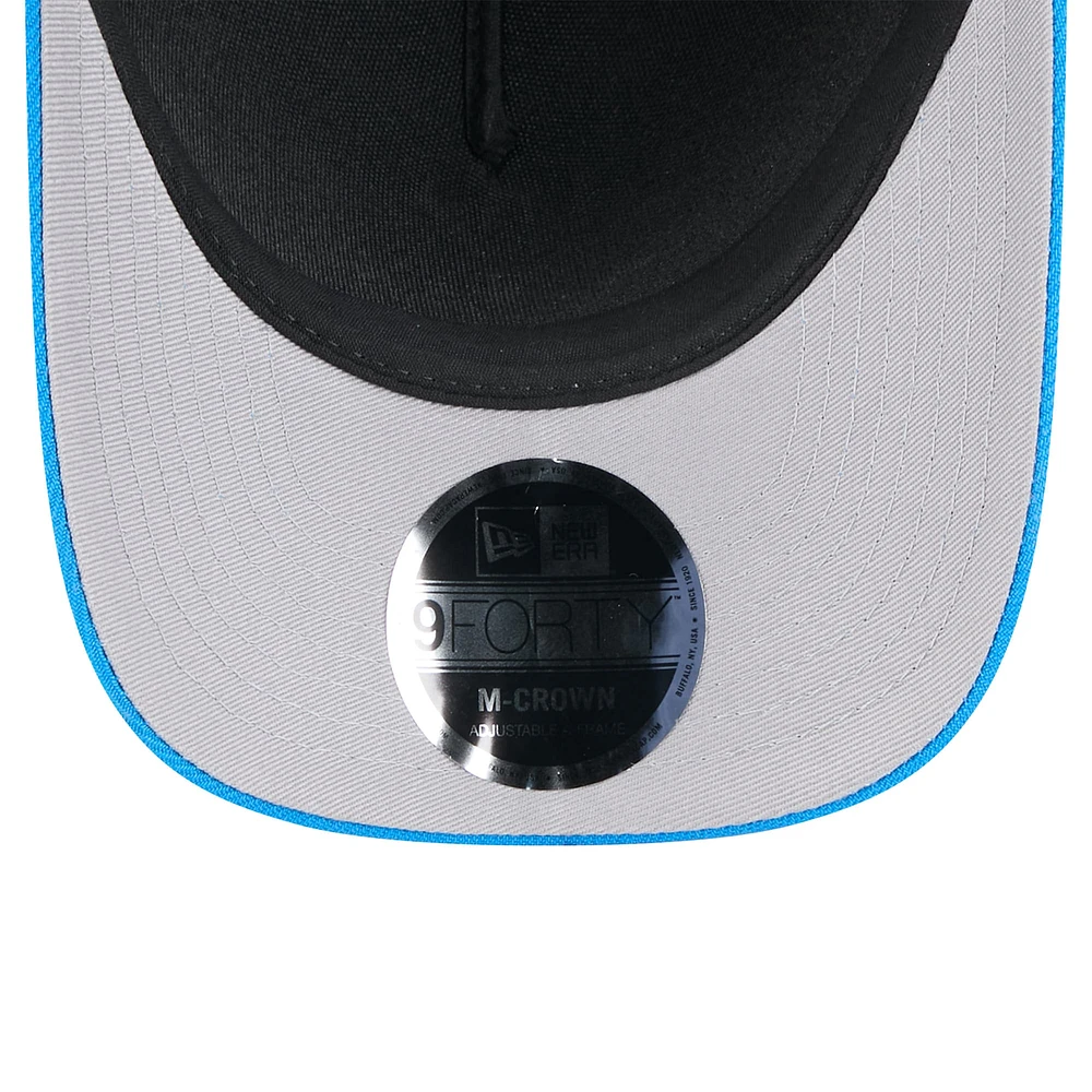 Casquette ajustable New Era 9FORTY A-Frame M-Crown pour homme, noire/bleue, Detroit Lions, draft NFL 2025