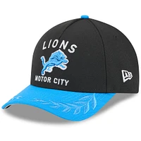 Casquette ajustable New Era 9FORTY A-Frame M-Crown pour homme, noire/bleue, Detroit Lions, draft NFL 2025