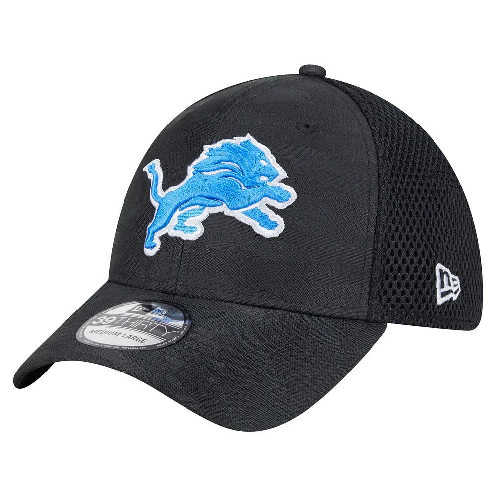 Men's New Era Black Detroit Lions Active Camo 39THIRTY Flex Hat
