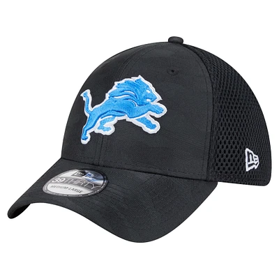 Men's New Era Black Detroit Lions Active Camo 39THIRTY Flex Hat