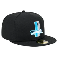 Men's New Era Black Detroit Lions Omaha Throwback 59FIFTY Fitted Hat