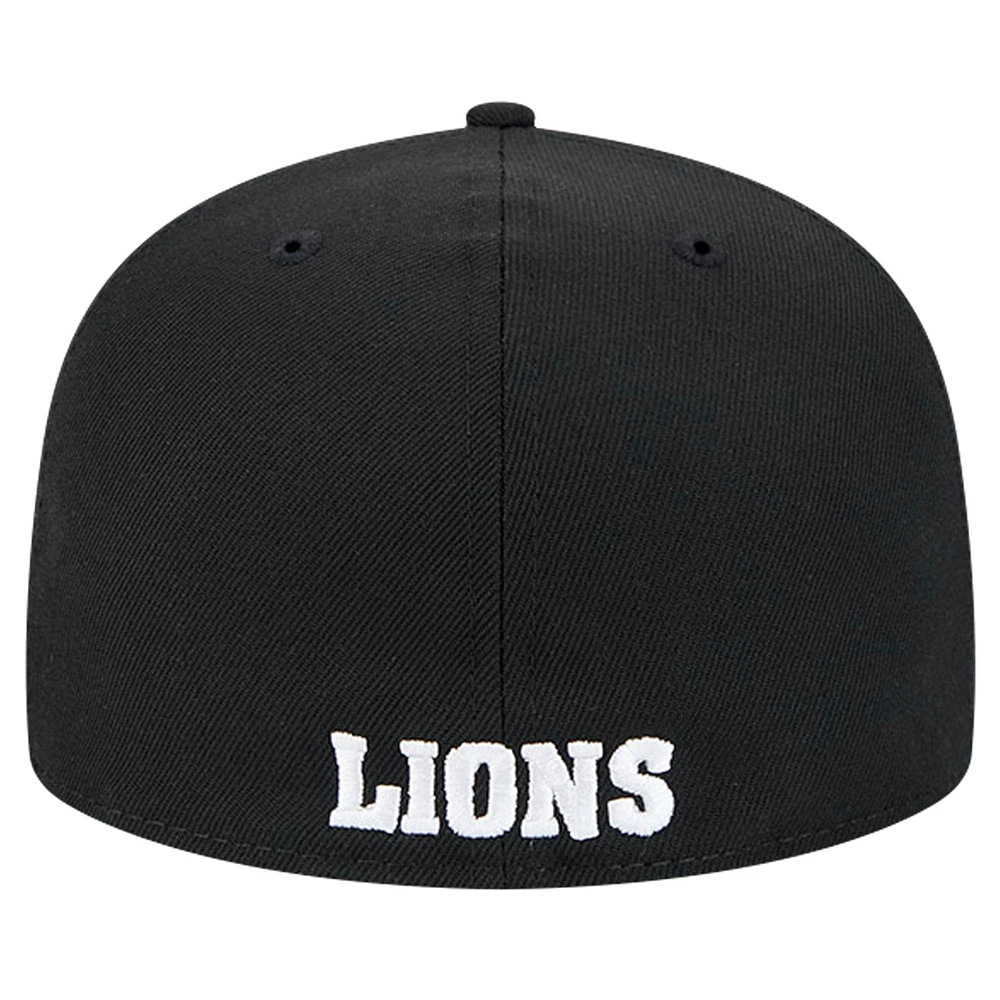 Men's New Era Black Detroit Lions Omaha Throwback 59FIFTY Fitted Hat